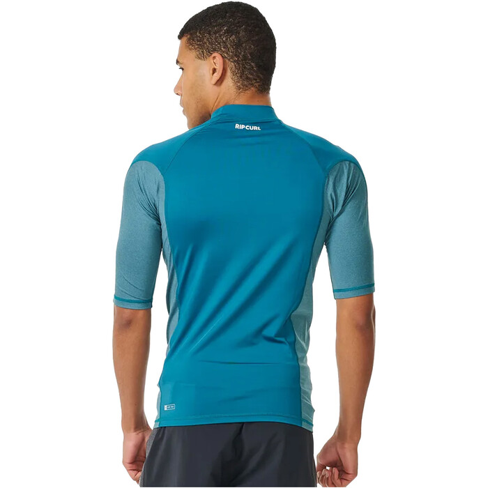 2024 Rip Curl Hombres Waves UPF Performance Chaleco De Lycra De Manga Corta 142MRV - Deep Ocean